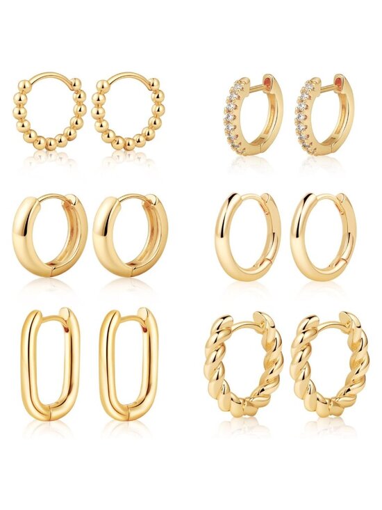 Jewelry - 14K Gold Plated Chunky Hoop Earrings Set Huggie Hypoallergenic